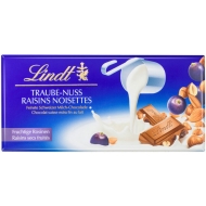 Молочный шоколад Lindt с фундуком, миндалем и изюмом 100 г