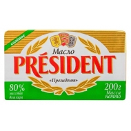 Масло кислосливочное соленое 80% President 200 г