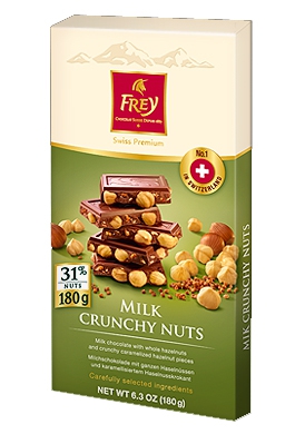 Шоколад молочний Frey Crunchy Nuts з лісовим горіхом 180 г