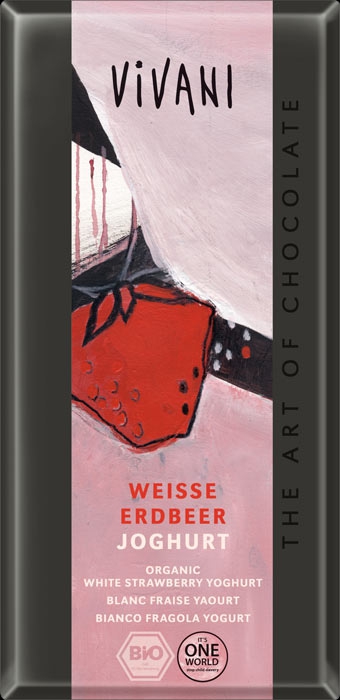 Vivani шоколад білий органічний з полуницею та йогуртом 100 г