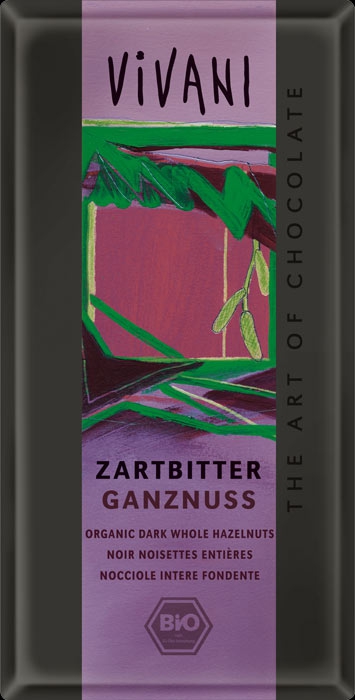 Vivani шоколад чорний органічний з цільним лісовим горіхом 100 г