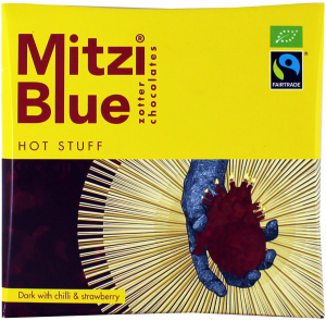 Mitzi Blue Hot Stuff шоколад органический черний с клубникой и перцем чили 65 г