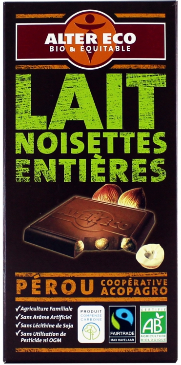 Alter Eco шоколад органічний молочний з горіхами 100 г