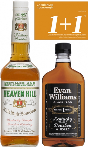 Акционный набор бурбонов Heaven Hill Old Style + Evan Williams Black 0,75 л + 0,375 л