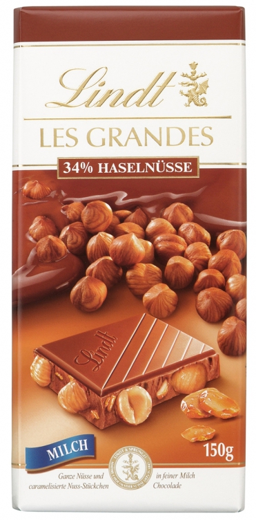 Шоколад молочний з цілим горіхом Les Grandes Lindt 150 г