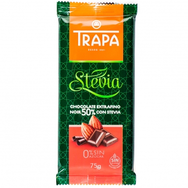 Шоколад чорний 50% зі стевією Trapa Stevia 75 г