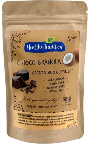 Choco Granola какао-крупка, кокос Healthy Tradition 160 г