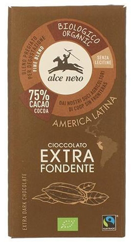 Шоколад чорний 75% Fairtrade America Latina Alce Nero 100 г