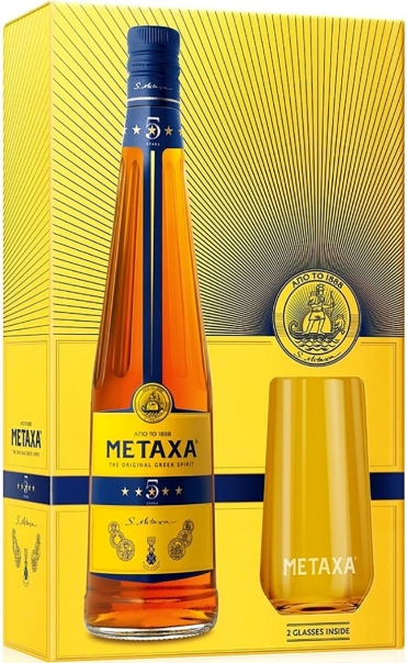 Metaxa 5* (в коробці + 2 glasses) 0,7 л