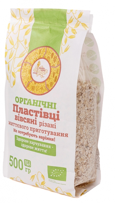 Хлопья овсяные резаные органические (мгновенного приготовления) Galeks-Agro 500 г