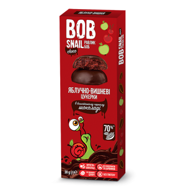 Конфеты натуральные Яблочно-Вишневые в черном шоколаде Bob Snail 30 г