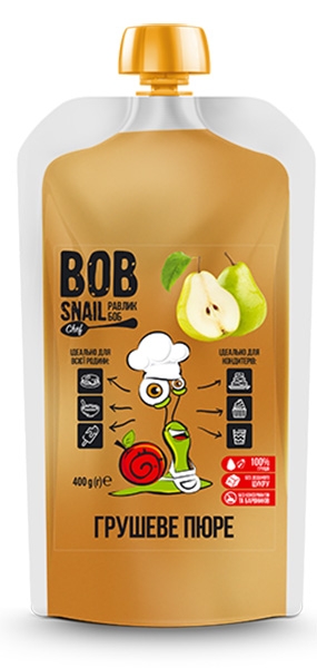 Пюре фруктовое Груша пастеризованное Bob Snail 400 г