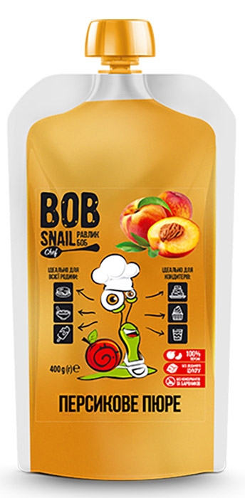 Пюре фруктовое Персик пастеризованное Bob Snail 400 г