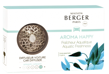 Диффузор для авто + одна керамическая заправка Happy - Aquatic Freshness Maison Berger 1 шт