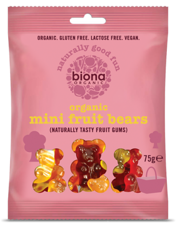 Цукерки желейні Mini Fruit Bears Biona Organic 75 г