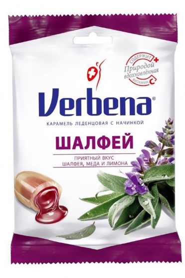 Льодяники Verbena Шавлія з травами та вітаміном С 60 г