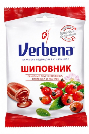 Льодяники Verbena Шипшина з травами та вітаміном С 60 г